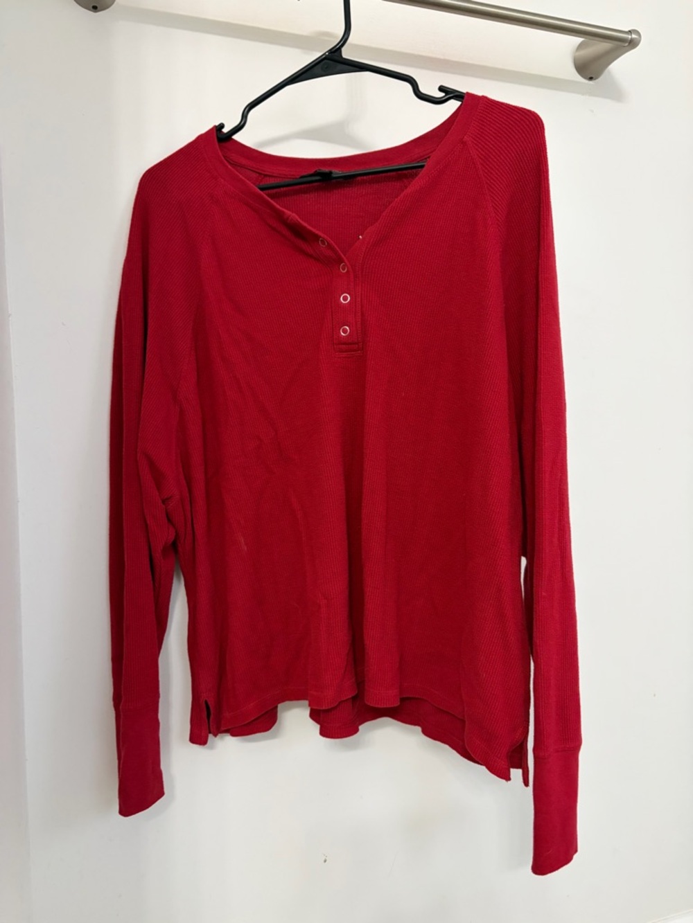 Banana‎ Republic Red Long-Sleeve Henley Top